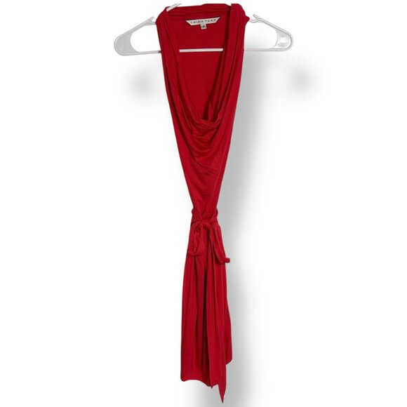 Trina Turk Red Sleeveless Jersey Short Dress w/ Tie Draped Scoop Neck Sz P - Picture 2 of 9